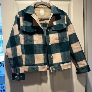 Plaid Women's Jacket in Green and Cream